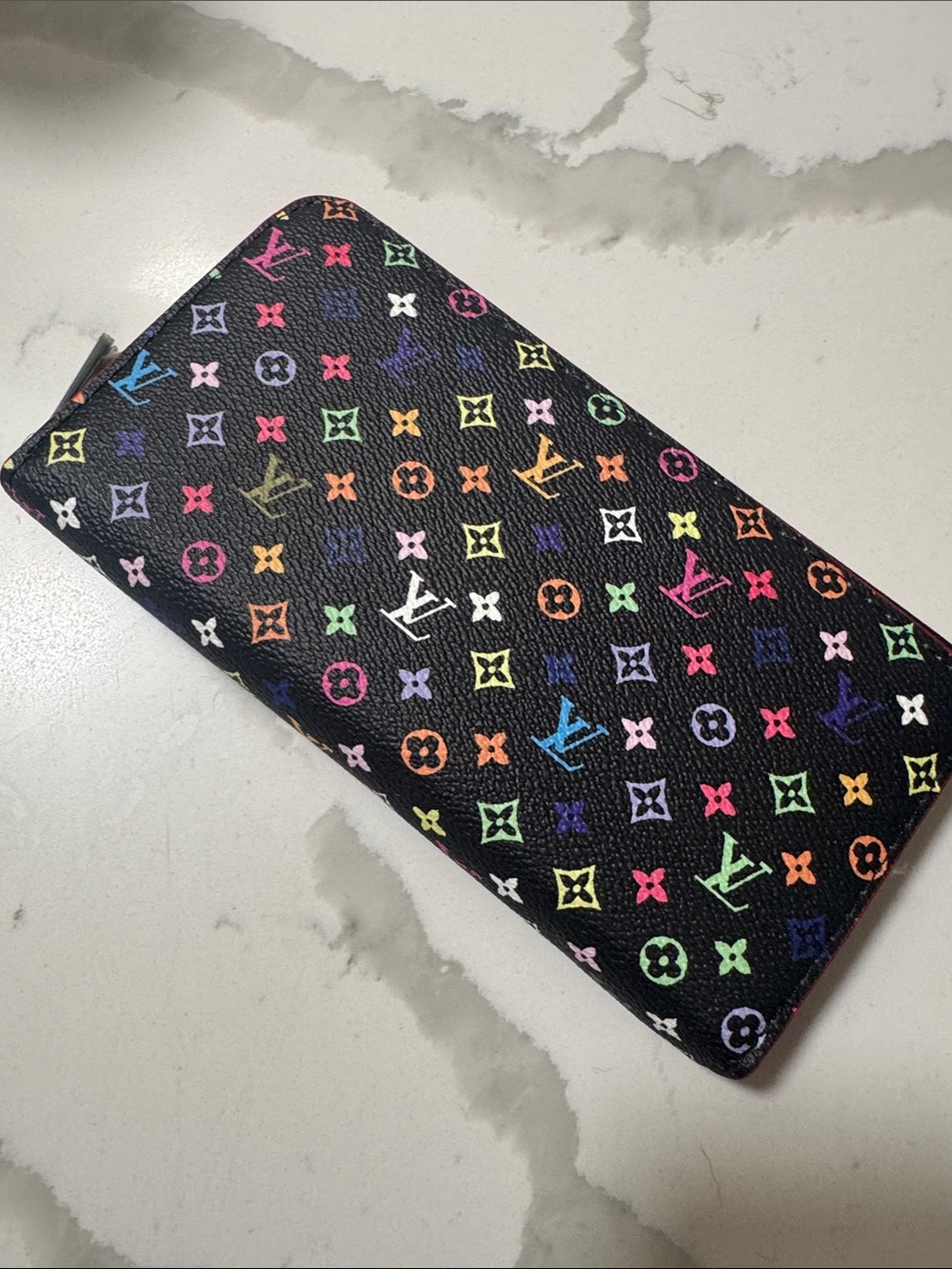 Black Multicolor Monogram Zip Around Wallet